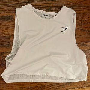 white gymshark training crop top size s